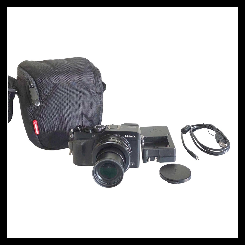 Panasonic LUMIX DMC-LX100 12.8MP Digital Camera Black Bundle Case 64GB Card Char